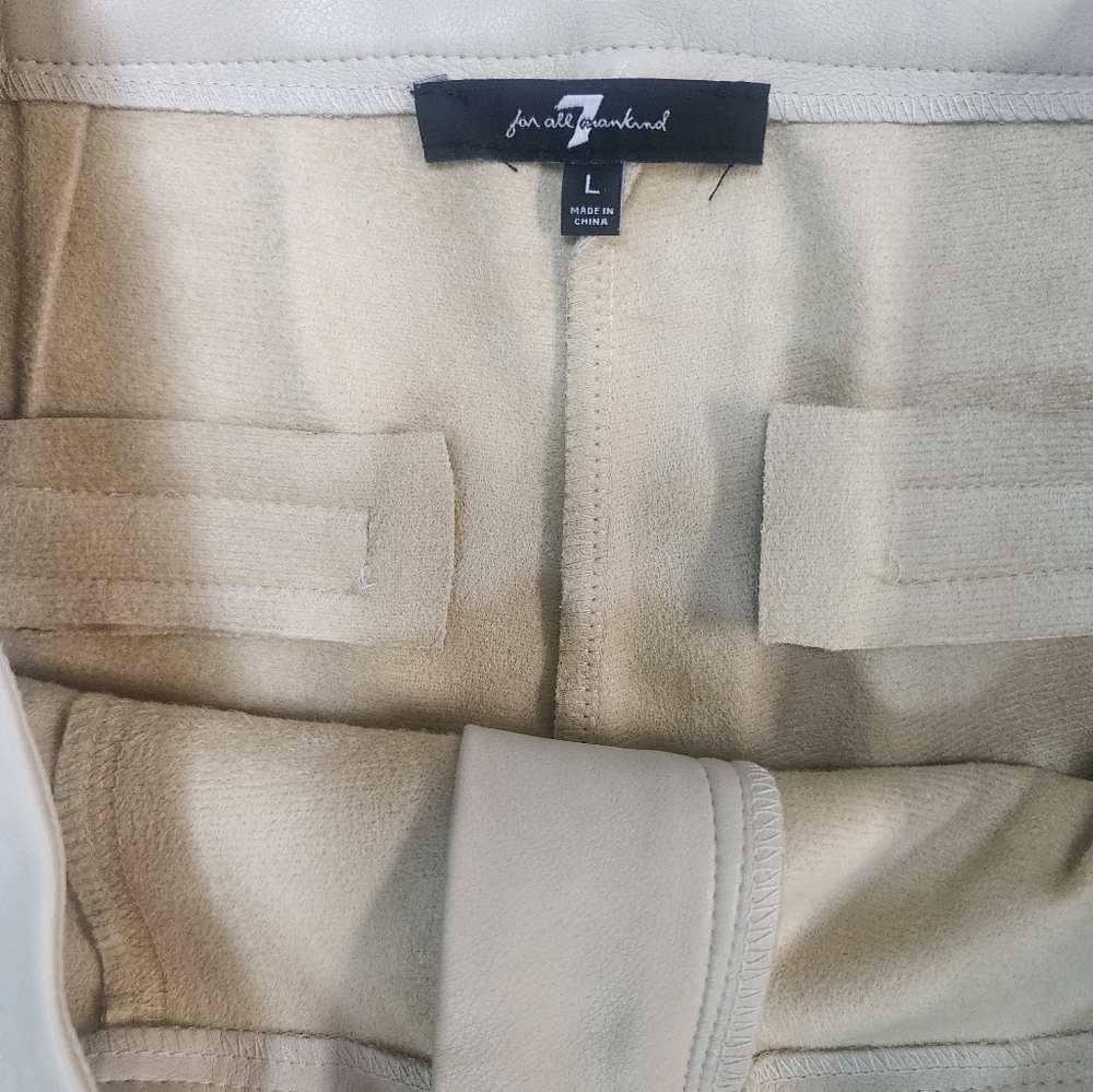 7 For All Mankind Vegan Leather Pants – Size Large – Cream/Ivory - Picture 2 of 3